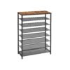 VASAGLE LBC036W01 Shoe Cabinet with 3 Flaps, Shoe Rack, Shoe Storage, Top Plate, Adjustable Divider, for up to 18 Pairs of Shoes, Hallway, 24 x 60 x 108 cm, Cloud White