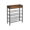 VASAGLE 8-Tier Shoe Rack, Shoe Storage with 7 Metal Mesh Shelves, for 32-40 Pairs of Shoes, Large Shoe Organiser, for Hallway, Bedroom, 100 x 30 x 152 cm, Rustic Brown and Black LBS012B01