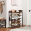 VASAGLE 8-Tier Shoe Rack, Shoe Storage with 7 Metal Mesh Shelves, for 32-40 Pairs of Shoes, Large Shoe Organiser, for Hallway, Bedroom, 100 x 30 x 152 cm, Rustic Brown and Black LBS012B01 - Billede 5