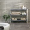 Skohylde med 3 hylder i naturlig bambus, hvid/grå, 70 x 26 x 55 cm (B x D x H) - Billede 3