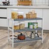 Skohylde med 3 hylder i naturlig bambus, hvid/grå, 70 x 26 x 55 cm (B x D x H) - Billede 4