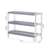 Skohylde med 3 hylder i naturlig bambus, hvid/grå, 70 x 26 x 55 cm (B x D x H) - Billede 6