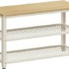 Skobænk, Skohylde, Skoorganisator, 30 x 73 x 45 cm, Eg Beige og Hvid