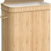 Bambus vasketøjskurv med låg, 100 liter, naturlig beige.