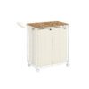 SONGMICS Laundry Basket 110 L, Laundry Bag with Wheels, Laundry Bag Removable, 2 Inner Pockets, Laundry Trolley with Lid, 57 x 33 x 65 cm, for Laundry Room, Natural Beige-Cream White LCB211N01