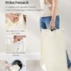 SONGMICS Laundry Basket 110 L, Laundry Bag with Wheels, Laundry Bag Removable, 2 Inner Pockets, Laundry Trolley with Lid, 57 x 33 x 65 cm, for Laundry Room, Natural Beige-Cream White LCB211N01 - Billede 4