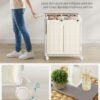 SONGMICS Laundry Basket 110 L, Laundry Bag with Wheels, Laundry Bag Removable, 2 Inner Pockets, Laundry Trolley with Lid, 57 x 33 x 65 cm, for Laundry Room, Natural Beige-Cream White LCB211N01 - Billede 5