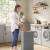 SONGMICS Laundry Basket with Lid, Large Laundry Hamper, 90L, Removable Mesh Liner, Oxford Fabric, Bamboo Handles, Collapsible, 42 x 32 x 70.5 cm, Dove Grey LCB509G01 - Billede 2