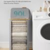 SONGMICS Laundry Basket with Lid, Large Laundry Hamper, 90L, Removable Mesh Liner, Oxford Fabric, Bamboo Handles, Collapsible, 42 x 32 x 70.5 cm, Dove Grey LCB509G01 - Billede 3