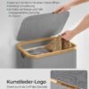 SONGMICS Laundry Basket with Lid, Large Laundry Hamper, 90L, Removable Mesh Liner, Oxford Fabric, Bamboo Handles, Collapsible, 42 x 32 x 70.5 cm, Dove Grey LCB509G01 - Billede 4
