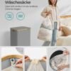 SONGMICS Laundry Basket with Lid, Large Laundry Hamper, 90L, Removable Mesh Liner, Oxford Fabric, Bamboo Handles, Collapsible, 42 x 32 x 70.5 cm, Dove Grey LCB509G01 - Billede 5