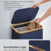 SONGMICS Laundry Basket with Lid, Large Laundry Hamper, 90L, Removable Mesh Liner, Oxford Fabric, Bamboo Handles, Collapsible, 42 x 32 x 70.5 cm, Charcoal Blue LCB509Q01 - Billede 3