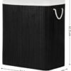 SONGMICS Laundry Basket with Lid, Bamboo Laundry Basket, 2 Sorting Compartments, Removable Bag, Cotton Handles, Volume 100L, for Laundry Room, Bedroom, Black LCB64BK - Billede 4