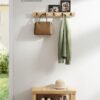 SONGMICS Wall Coat Rack, Wall Coat Rack with Shelf, 5 Double Metal Hooks, Space Saving, Bedroom Entrance, with 25 kg Capacity, Natural Beige LCR005N01 - Billede 2