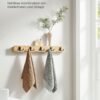 SONGMICS Wall Coat Rack, Wall Coat Rack with Shelf, 5 Double Metal Hooks, Space Saving, Bedroom Entrance, with 25 kg Capacity, Natural Beige LCR005N01 - Billede 3
