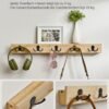 SONGMICS Wall Coat Rack, Wall Coat Rack with Shelf, 5 Double Metal Hooks, Space Saving, Bedroom Entrance, with 25 kg Capacity, Natural Beige LCR005N01 - Billede 4