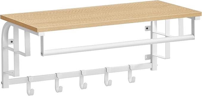 Vægmonteret knagerække med 5 aftagelige knagerækker, Golden Oak og Cloud White 1 Vægmonteret knagerække