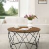 VASAGLE Round Coffee Table, Small Centre Table with Steel Frame, for Living Room, Bedroom, Study, Industrial Style, Rustic Brown and Black LCT040B01 - Billede 2