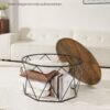VASAGLE Round Coffee Table, Small Centre Table with Steel Frame, for Living Room, Bedroom, Study, Industrial Style, Rustic Brown and Black LCT040B01 - Billede 4