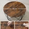 VASAGLE Round Coffee Table, Small Centre Table with Steel Frame, for Living Room, Bedroom, Study, Industrial Style, Rustic Brown and Black LCT040B01 - Billede 5