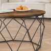 VASAGLE Round Coffee Table, Small Centre Table with Steel Frame, for Living Room, Bedroom, Study, Industrial Style, Rustic Brown and Black LCT040B01 - Billede 7
