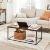 VASAGLE Coffee Table, Cocktail Table for Living Room, Tea Table with Steel Frame, Easy To Assemble, 100 x 55 x 45 cm, Industrial, Rustic Brown and Black LCT052B01 - Billede 3