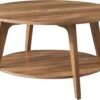 VASAGLE Coffee Table, 2 Tier Round Coffee Table with Storage, for Living Room, 80 x 45 cm, Easy to Assemble, Honey Brown LCT243K41