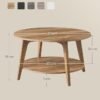 VASAGLE Coffee Table, 2 Tier Round Coffee Table with Storage, for Living Room, 80 x 45 cm, Easy to Assemble, Honey Brown LCT243K41 - Billede 3