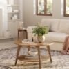 VASAGLE Coffee Table, 2 Tier Round Coffee Table with Storage, for Living Room, 80 x 45 cm, Easy to Assemble, Honey Brown LCT243K41 - Billede 4