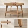 VASAGLE Coffee Table, 2 Tier Round Coffee Table with Storage, for Living Room, 80 x 45 cm, Easy to Assemble, Honey Brown LCT243K41 - Billede 5
