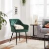 SONGMICS LDC088C02 Set of 2 Upholstered Chairs with Armrests Seat Width 49 cm Metal Legs Velvet Cover Maximum Load 110 kg for Study Living Room Bedroom Green - Billede 4