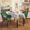 SONGMICS LDC088C02 Set of 2 Upholstered Chairs with Armrests Seat Width 49 cm Metal Legs Velvet Cover Maximum Load 110 kg for Study Living Room Bedroom Green - Billede 5