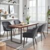SONGMICS Dining Chair Upholstered Chair with Armrests Seat Width 49 cm Metal Legs Velvet Cover up to 110 kg Load Capacity for Study Living Room Bedroom Grey LDC088G01 - Billede 2
