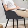 SONGMICS Dining Chair Upholstered Chair with Armrests Seat Width 49 cm Metal Legs Velvet Cover up to 110 kg Load Capacity for Study Living Room Bedroom Grey LDC088G01 - Billede 4