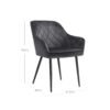 SONGMICS Dining Chair Upholstered Chair with Armrests Seat Width 49 cm Metal Legs Velvet Cover up to 110 kg Load Capacity for Study Living Room Bedroom Grey LDC088G01 - Billede 6