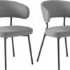 VASAGLE Set of 2 Dining Chairs, Kitchen Chairs, Living Room Chairs, Modern Metal Legs, Dark Grey, LDC112G01