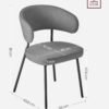 VASAGLE Set of 2 Dining Chairs, Kitchen Chairs, Living Room Chairs, Modern Metal Legs, Dark Grey, LDC112G01 - Billede 3