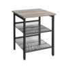 VASAGLE Side Table, Nightstand, End Table with 2 Adjustable Mesh Shelves, Easy Assembly, Industrial for Living Room, Bedroom, Stable Steel Frame, Greige and Black LET023B02