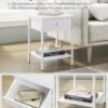 Natbord, Sidebord med skuffe og hylde, Natbord, Sidebord, Mat Hvid - Billede 3