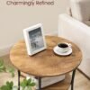 VASAGLE Side Table, Round End Table with 2 Storage Shelves for Living Room, Bedroom, Nightstand with Steel Frame for Small Spaces, Accent Coffee Table, Rustic Walnut and Ink Black - Billede 3