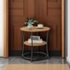 VASAGLE Side Table, Round End Table with 2 Storage Shelves for Living Room, Bedroom, Nightstand with Steel Frame for Small Spaces, Accent Coffee Table, Rustic Walnut and Ink Black - Billede 5