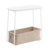 Rundt sengebord med 2 niveauer, sofabord med glasplade, moderne marmor hvid