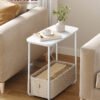Rundt sengebord med 2 niveauer, sofabord med glasplade, moderne marmor hvid - Billede 2