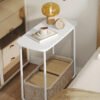 Rundt sengebord med 2 niveauer, sofabord med glasplade, moderne marmor hvid - Billede 3
