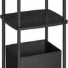 SONGMICS HOME Side Table, Bedside Table, End Table with 3 Storage Shelves, Fabric Basket, for Bedroom, Living Room, Steel Frame, 30 x 34 x 58 cm, Industrial, Ebony Black LET286B01
