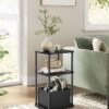 SONGMICS HOME Side Table, Bedside Table, End Table with 3 Storage Shelves, Fabric Basket, for Bedroom, Living Room, Steel Frame, 30 x 34 x 58 cm, Industrial, Ebony Black LET286B01 - Billede 2