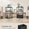 SONGMICS HOME Side Table, Bedside Table, End Table with 3 Storage Shelves, Fabric Basket, for Bedroom, Living Room, Steel Frame, 30 x 34 x 58 cm, Industrial, Ebony Black LET286B01 - Billede 5