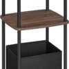 SONGMICS HOME Side Table, Bedside Table, End Table with 3 Storage Shelves, Fabric Basket, for Bedroom, Living Room, Steel Frame, 30 x 34 x 58 cm, Industrial, Ebony Walnut LET286K01