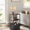 SONGMICS HOME Side Table, Bedside Table, End Table with 3 Storage Shelves, Fabric Basket, for Bedroom, Living Room, Steel Frame, 30 x 34 x 58 cm, Industrial, Ebony Walnut LET286K01 - Billede 2
