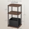 SONGMICS HOME Side Table, Bedside Table, End Table with 3 Storage Shelves, Fabric Basket, for Bedroom, Living Room, Steel Frame, 30 x 34 x 58 cm, Industrial, Ebony Walnut LET286K01 - Billede 3